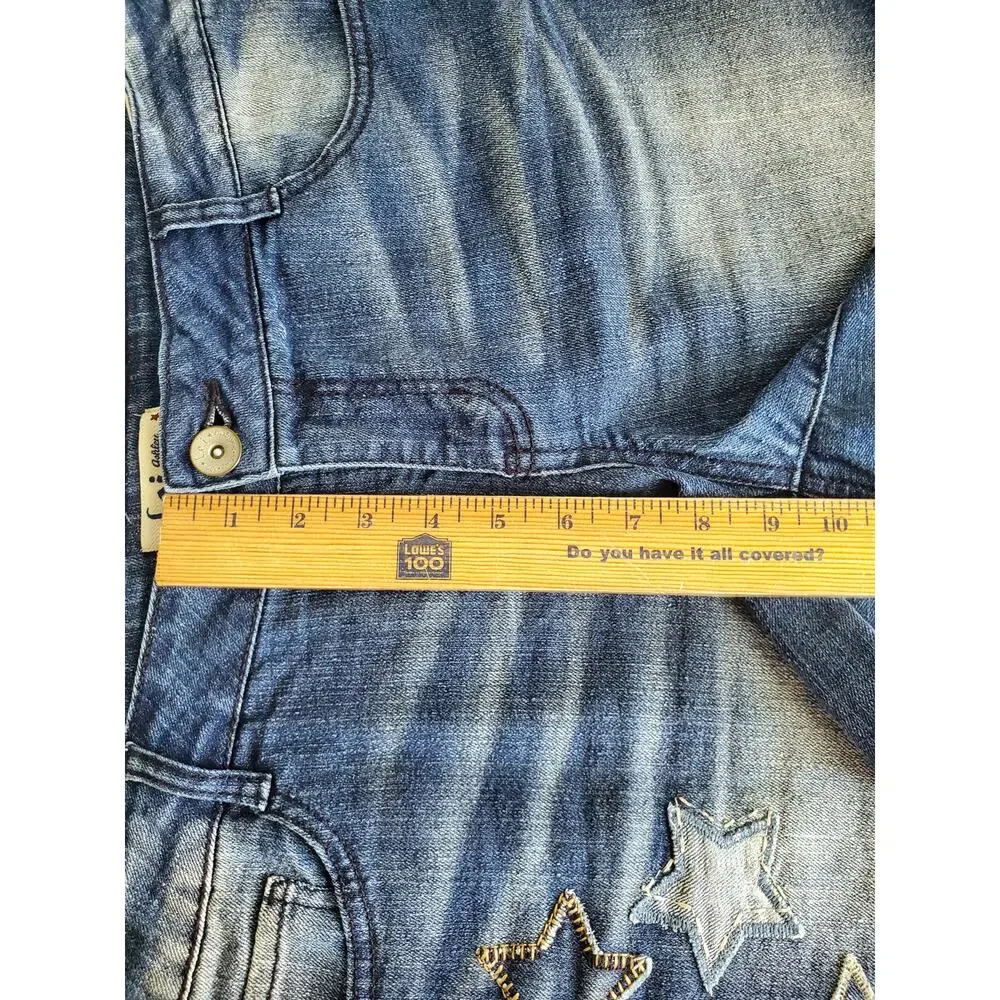 Juniors LEI Cutoff Blue Jean Denim Shorts XL 17 Vintage Retro Y2K Stars Grunge